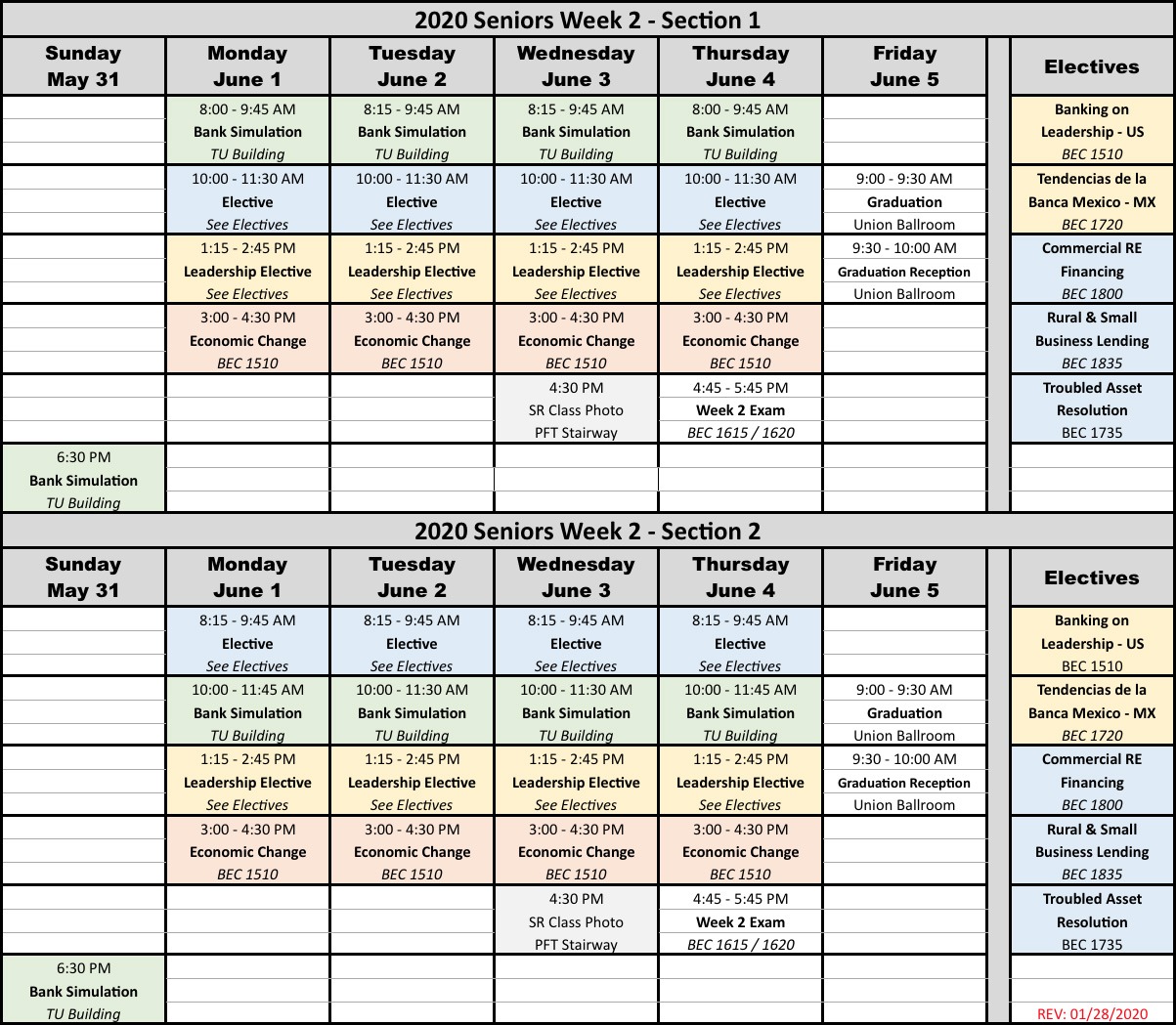 Graduate School of Banking Classes | GSBLSU Class Schedules