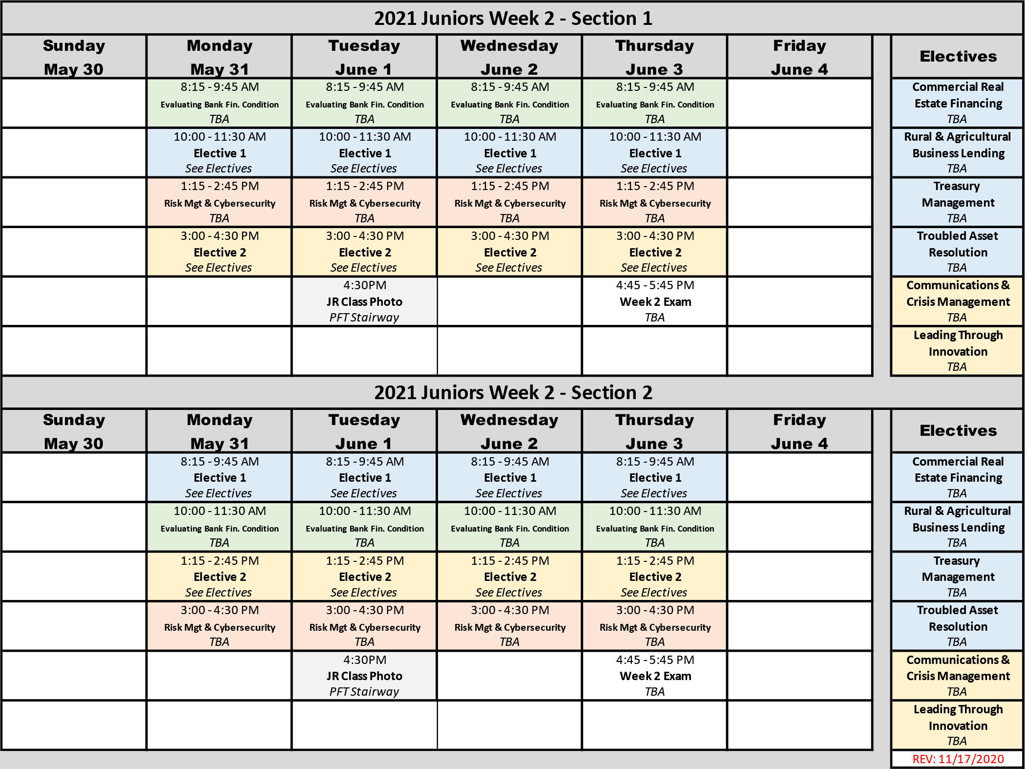 Graduate School of Banking Classes | GSBLSU Class Schedules