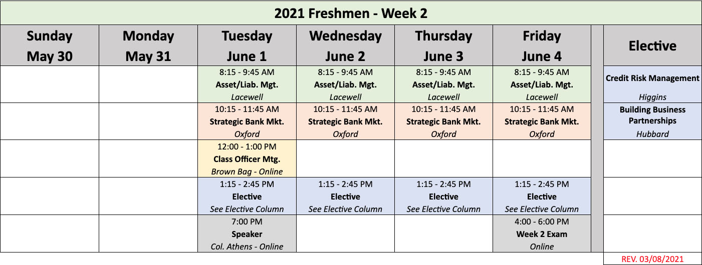 Graduate School of Banking Classes | GSBLSU Class Schedules